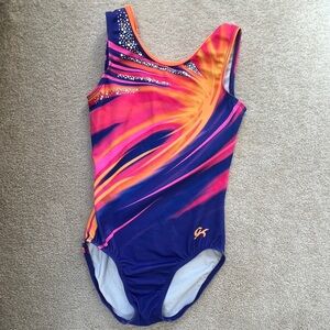 Girls GK Gymnastics Leotard. Sunrise Tide. Child Large.